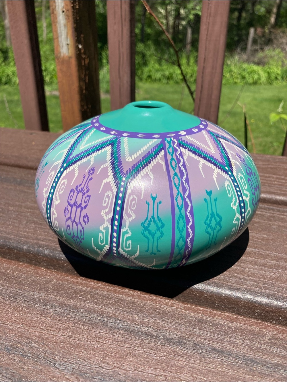 Vintage Austin Collection 1989 Hand Painted Vase Southwestern Ceramic Pottery
